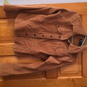 Tan corduroy jean jacket with snaps